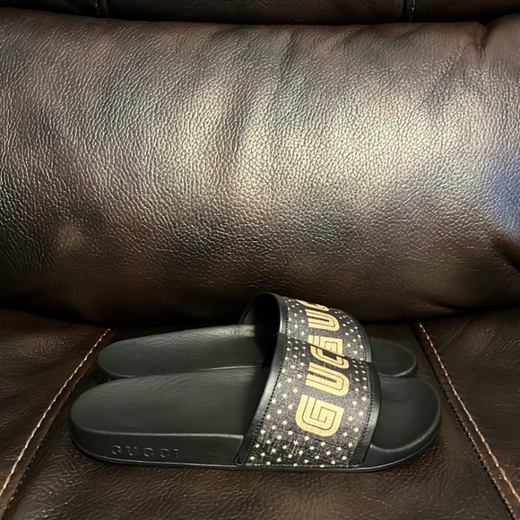FINAL DROP / SALE!! Gucci Guccy limited edition leather logo sandals slides NWB - Picture 5 of 10
